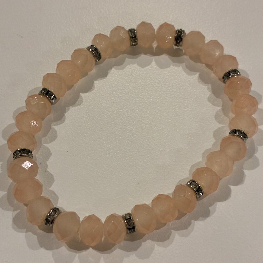 Pink, Silver, Clear Pearl Beads Set of Bracelets - Picture 9 of 10